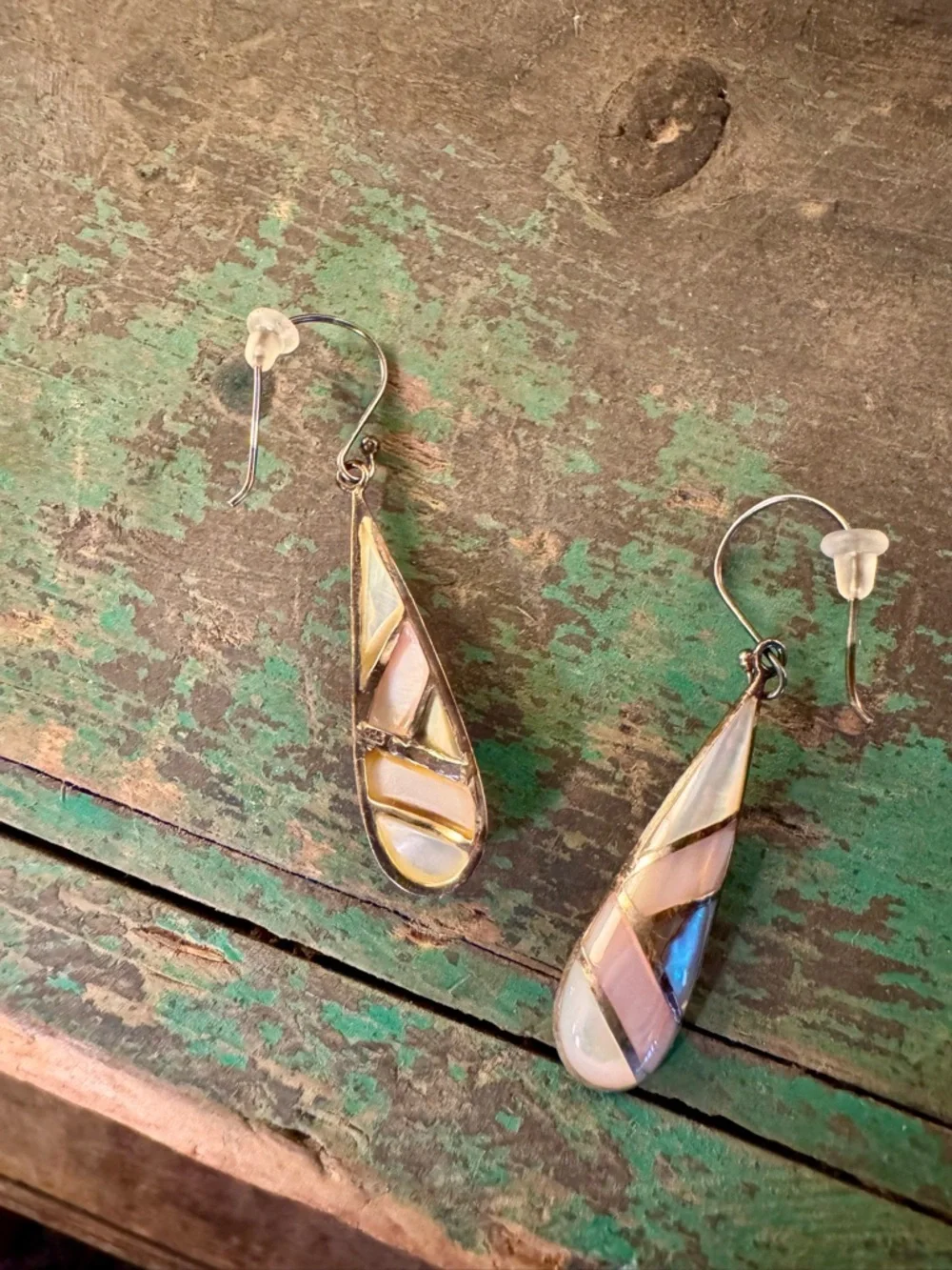 Mother of Pearl and Sterling 925 dangle earrings - Picture 3 of 5